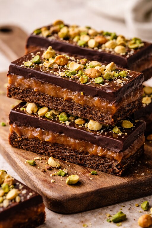 Barres chocolat caramel de dattes et noix croquantes