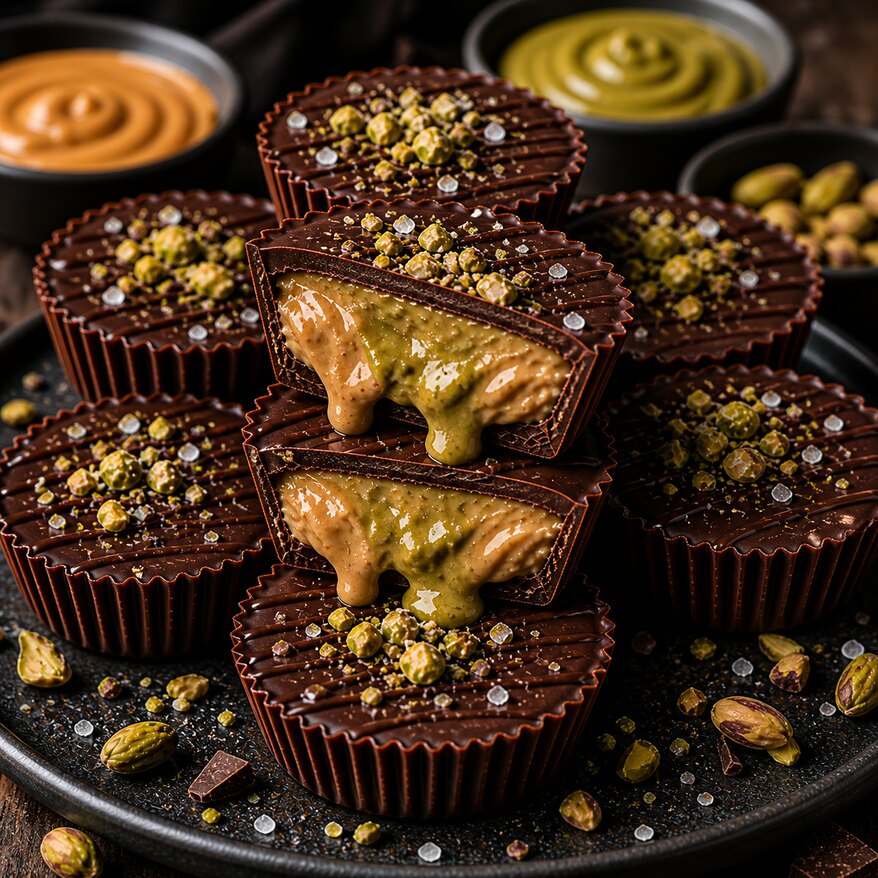 Bouchées chocolat fondantes amande et pistache