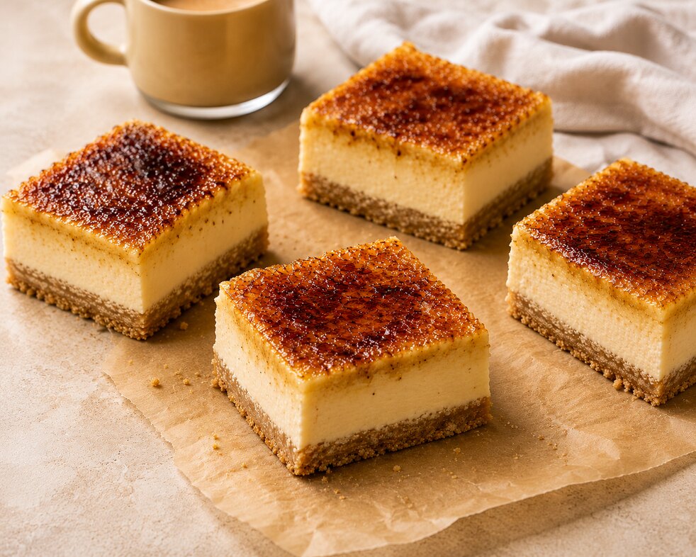 Carrés de crème brûlée caramélisée maison