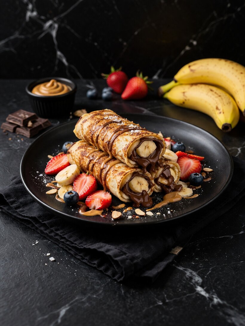 Crêpes roulées fondantes chocolat et amande