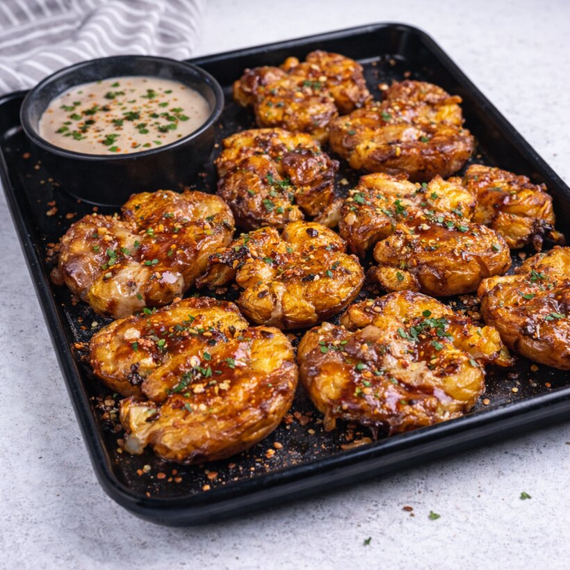 Patates smash croustillantes et sauce maison