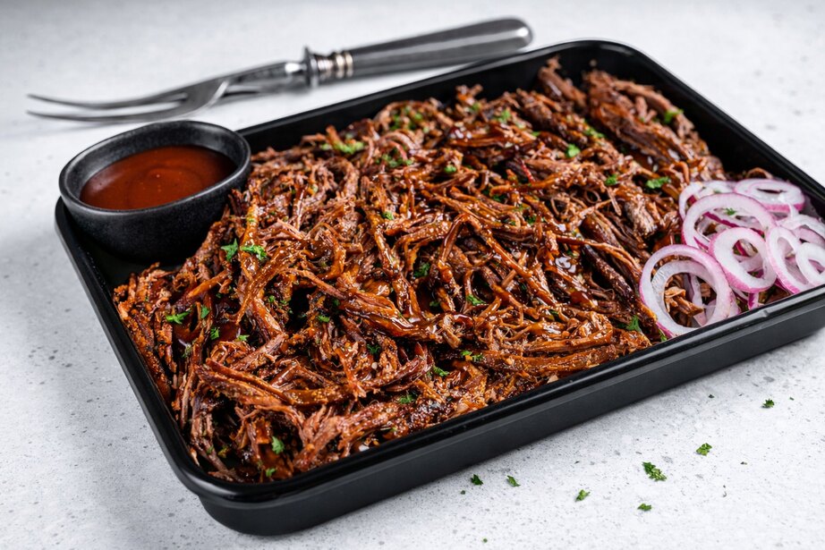 Rôti de palette effiloché BBQ et miel