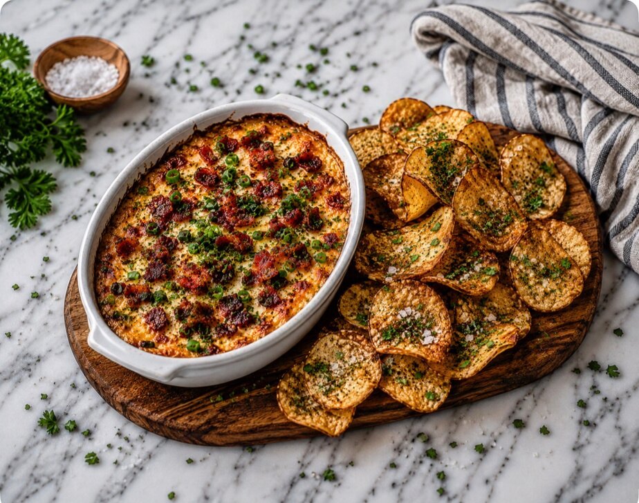 Trempette bacon et fromage gratinée